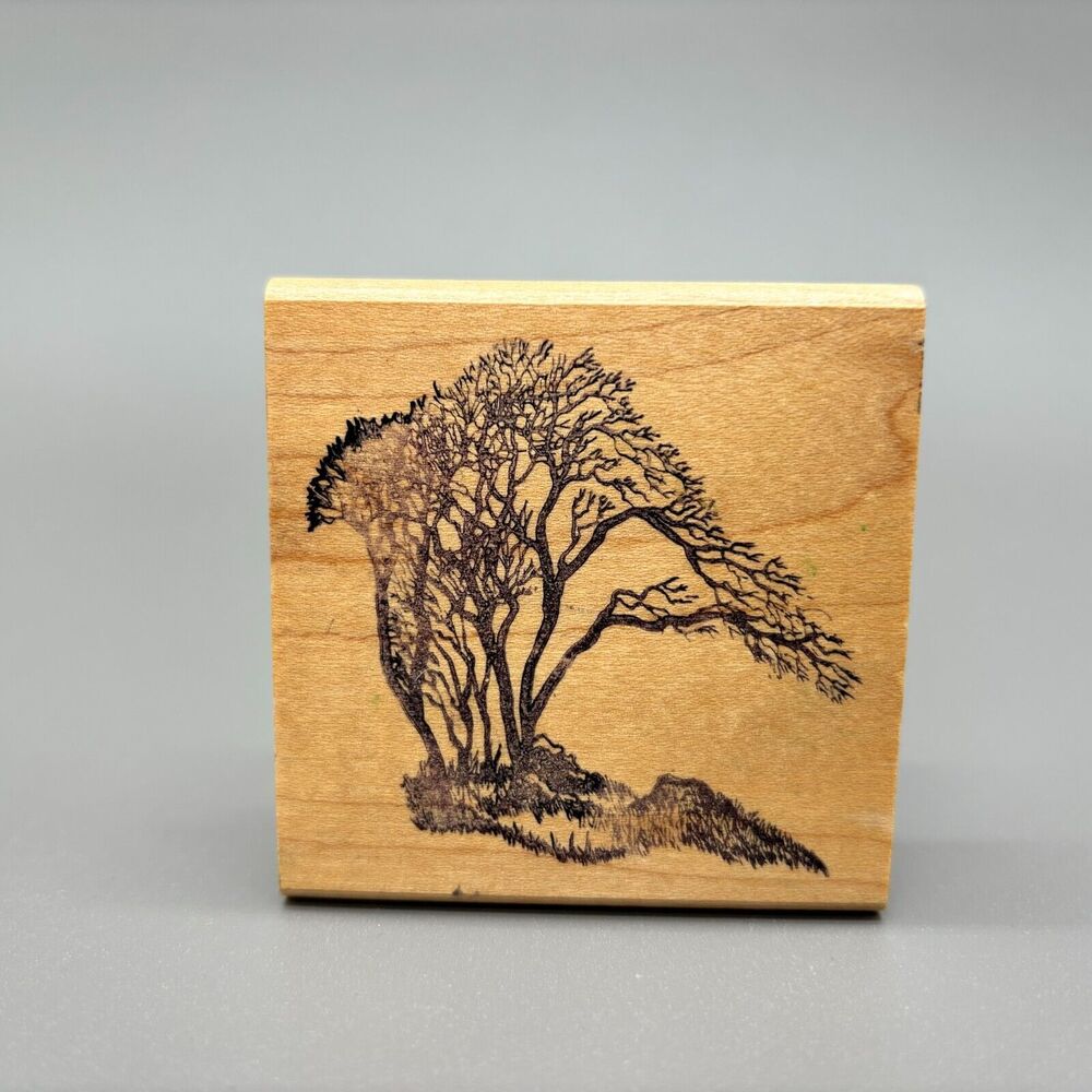 Wildlife Enterprises Inc African / Acacia Tree on Hill Wood Mounted Rubber Stamp